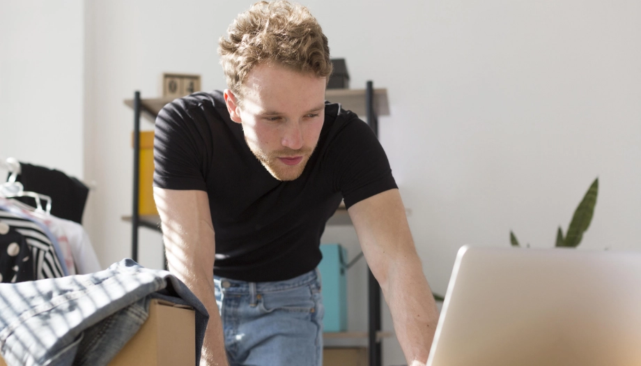 Man working on laptop